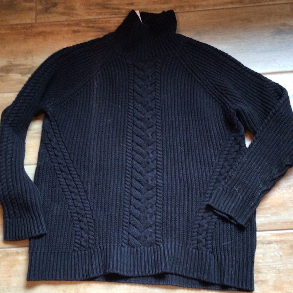 lululemon athletica Black Cable Knit Turtleneck Sweater